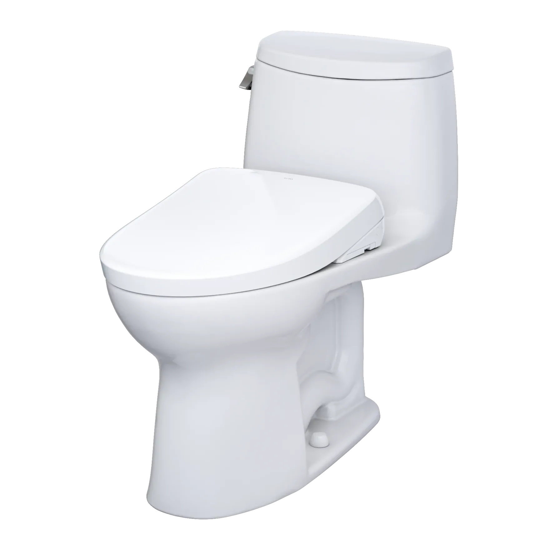 TOTO WASHLET+ UltraMax II One-Piece Elongated 1.28 GPF Toilet with Auto Flush WASHLET+ S7A Contemporary Bidet Seat, Cotton White, Vitreous China|Plastic, MW6044736CEFGA#01
