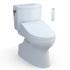 TOTO WASHLET+ Vespin II 1G Two-Piece Elongated 1.0 GPF Toilet and WASHLET+ C5 Bidet Seat, Cotton White, Vitreous China|Plastic, MW4743084CUFG#01