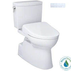 TOTO WASHLET+ Vespin II 1G Two-Piece Elongated 1.0 GPF Toilet with Auto Flush WASHLET+ S7 Contemporary Bidet Seat, Cotton White, Vitreous China|Plastic, MW4744726CUFGA#01