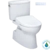 TOTO WASHLET+ Vespin II Two-Piece Elongated 1.28 GPF Toilet with Auto Flush WASHLET+ S7A Contemporary Bidet Seat, Cotton White, Vitreous China|Plastic, MW4744736CEFGA#01