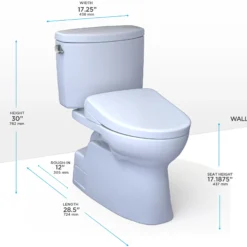 TOTO WASHLET+ Vespin II Two-Piece Elongated 1.28 GPF Toilet with Auto Flush WASHLET+ S7A Contemporary Bidet Seat, Cotton White, Vitreous China|Plastic, MW4744736CEFGA#01