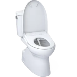 TOTO WASHLET+ Vespin II Two-Piece Elongated 1.28 GPF Toilet with Auto Flush WASHLET+ S7 Contemporary Bidet Seat, Cotton White, Vitreous China|Plastic, MW4744726CEFGA#01