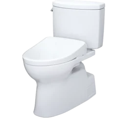 TOTO WASHLET+ Vespin II Two-Piece Elongated 1.28 GPF Toilet and WASHLET+ S7A Contemporary Bidet Seat, Cotton White, Vitreous China|Plastic, MW4744736CEFG#01