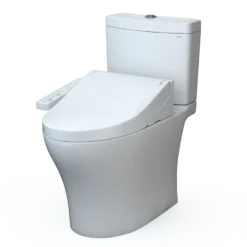 TOTOWASHLET+ Aquia IV Two-Piece Elongated Dual Flush 1.28 and 0.9 GPF Toilet and WASHLET C2 Bidet Seat, Cotton White, Vitreous China|Plastic, MW4463074CEMGN#01