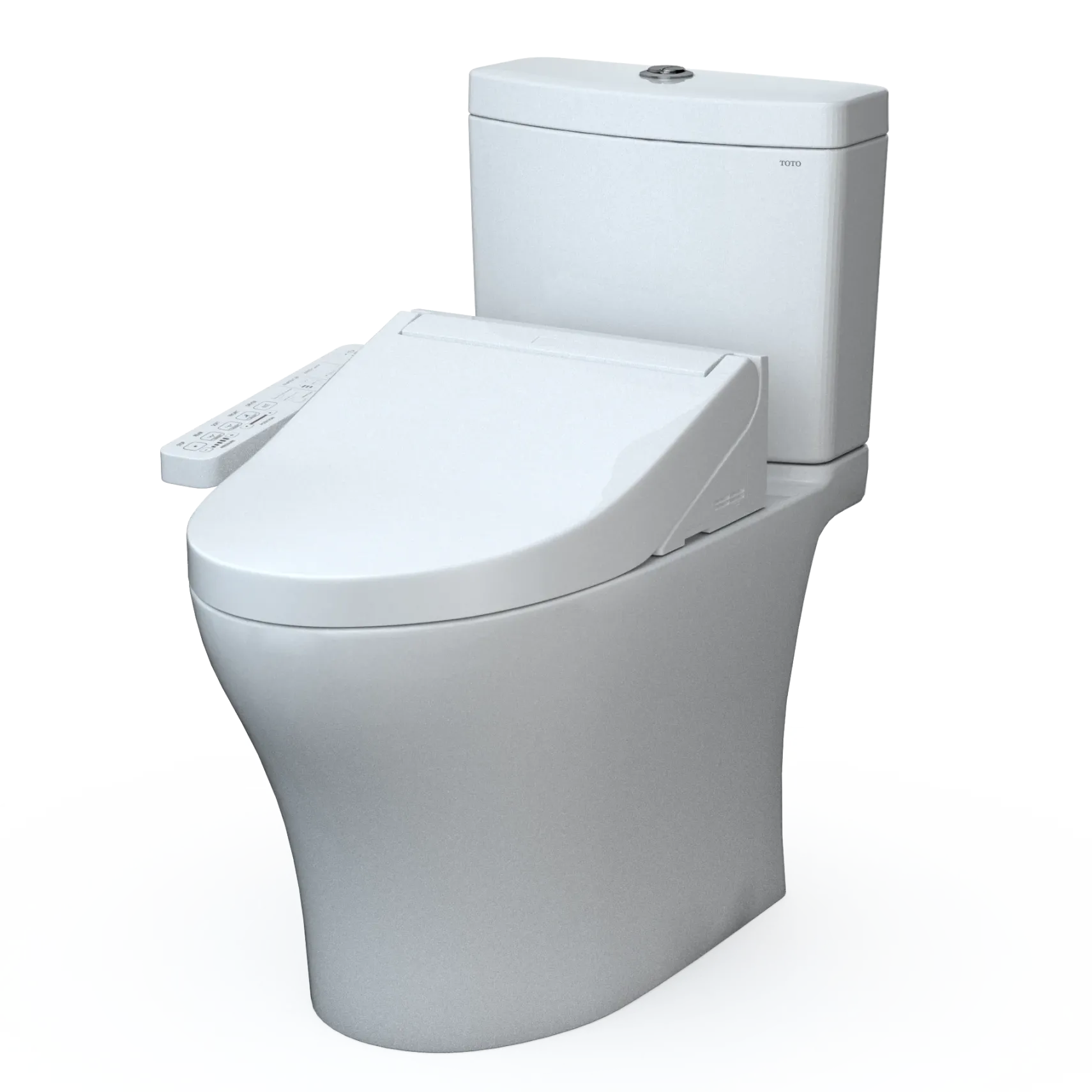 TOTOWASHLET+ Aquia IV Two-Piece Elongated Dual Flush 1.28 and 0.9 GPF Toilet and WASHLET C2 Bidet Seat, Cotton White, Vitreous China|Plastic, MW4463074CEMGN#01