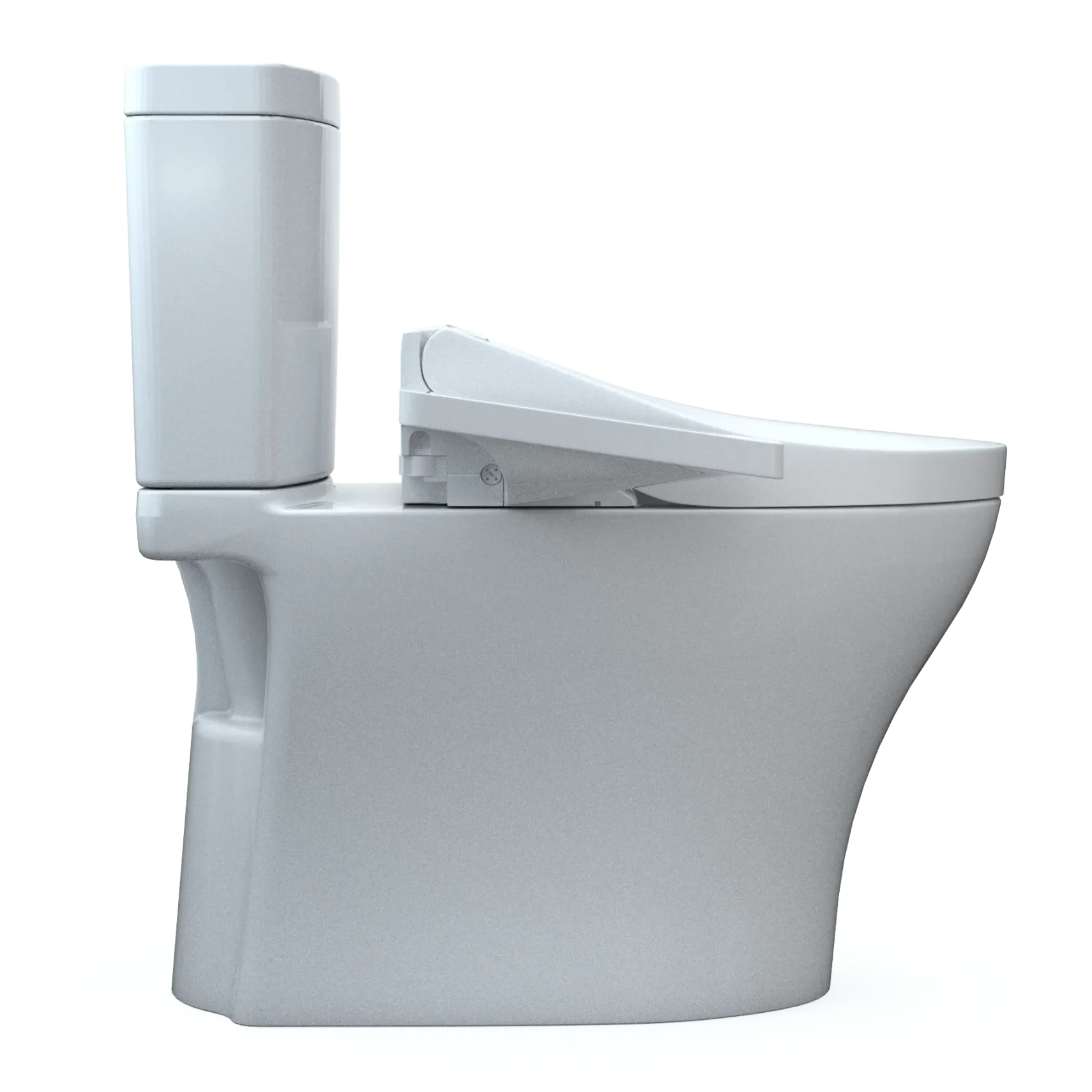 TOTOWASHLET+ Aquia IV Two-Piece Elongated Dual Flush 1.28 and 0.9 GPF Toilet and WASHLET C2 Bidet Seat, Cotton White, Vitreous China|Plastic, MW4463074CEMGN#01