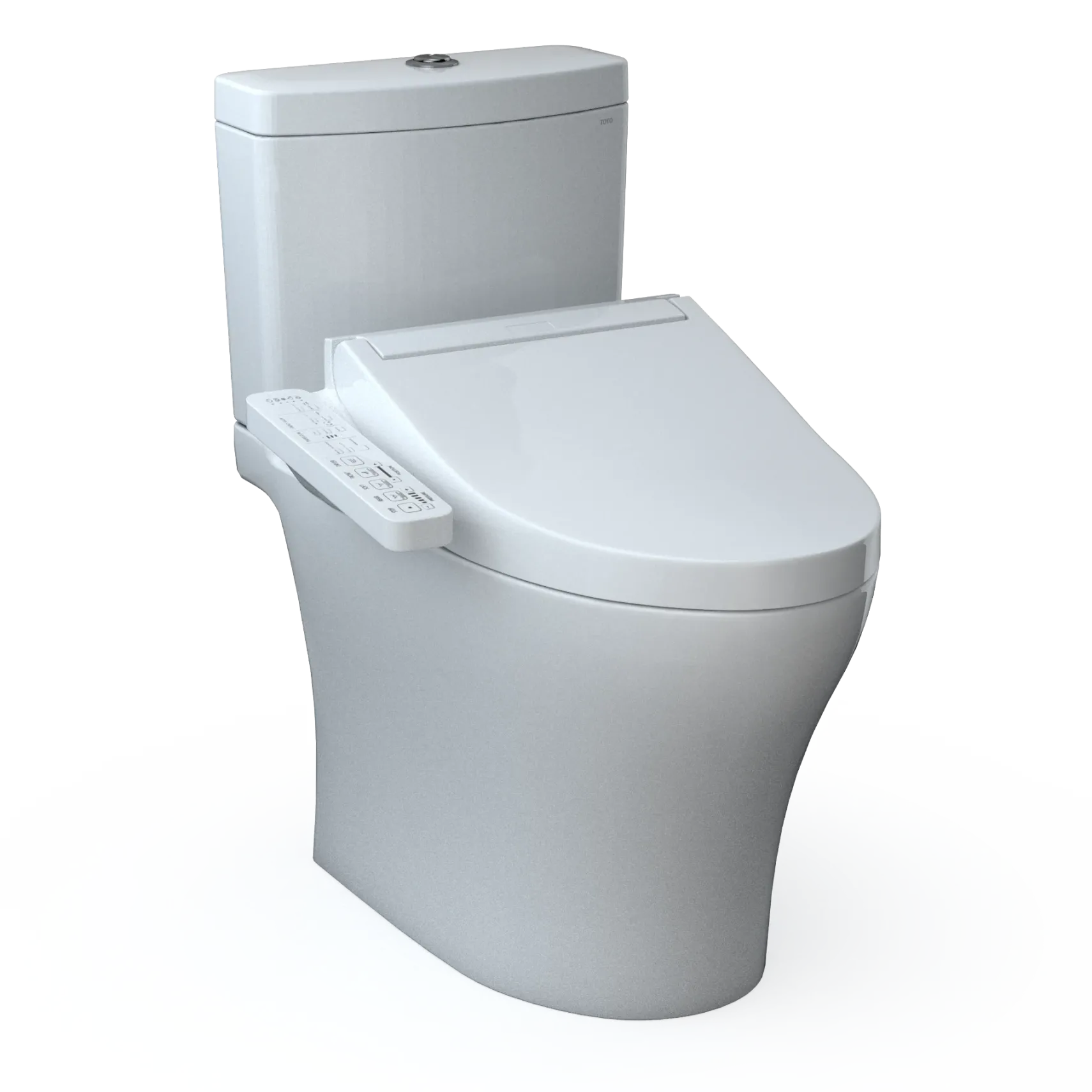 TOTOWASHLET+ Aquia IV Two-Piece Elongated Dual Flush 1.28 and 0.9 GPF Toilet and WASHLET C2 Bidet Seat, Cotton White, Vitreous China|Plastic, MW4463074CEMGN#01