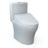 TOTOWASHLET+ Aquia IV Two-Piece Elongated Dual Flush 1.28 and 0.9 GPF Toilet and WASHLET C5 Bidet Seat, Cotton White, Vitreous China|Plastic, MW4463084CEMGN#01