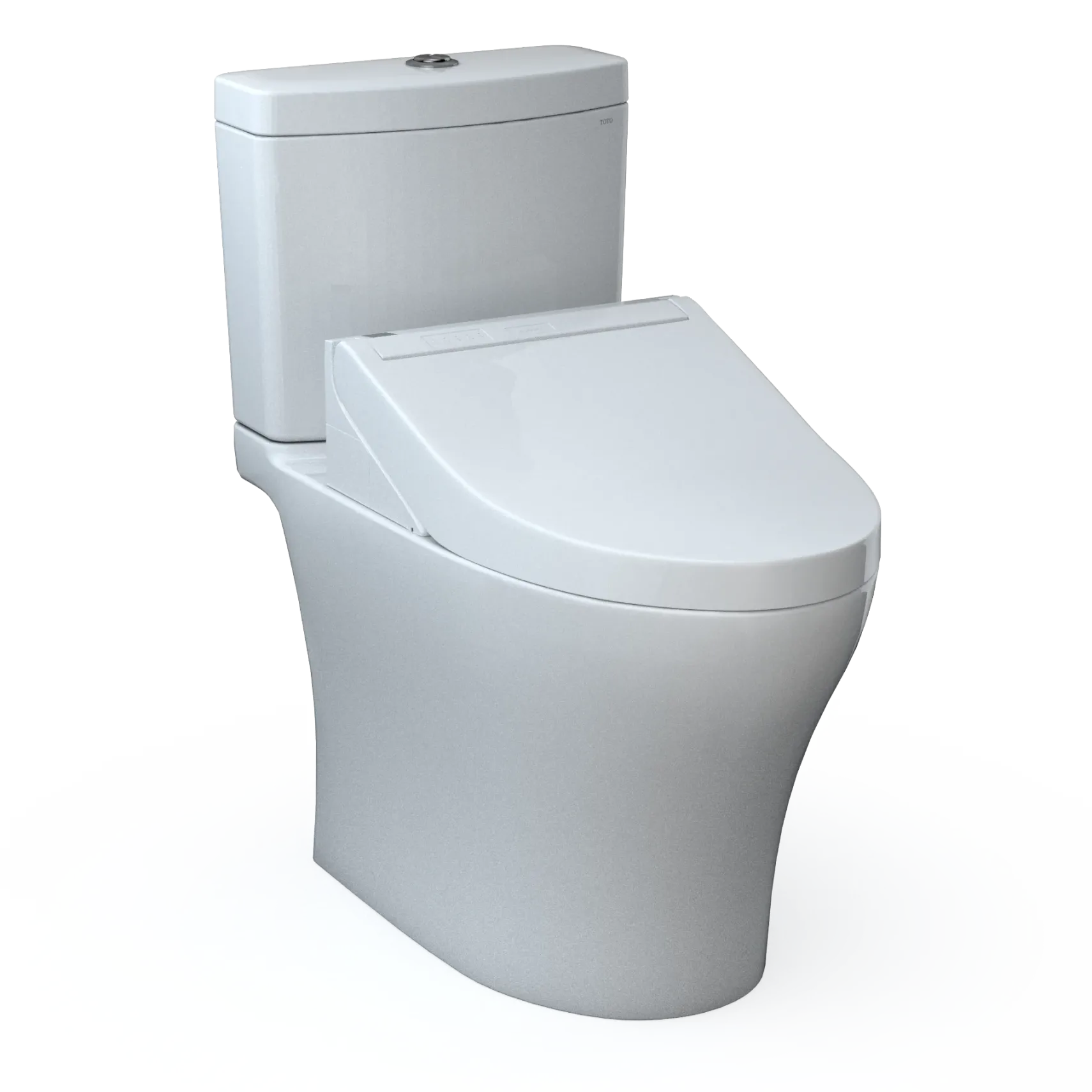 TOTOWASHLET+ Aquia IV Two-Piece Elongated Dual Flush 1.28 and 0.9 GPF Toilet and WASHLET C5 Bidet Seat, Cotton White, Vitreous China|Plastic, MW4463084CEMGN#01