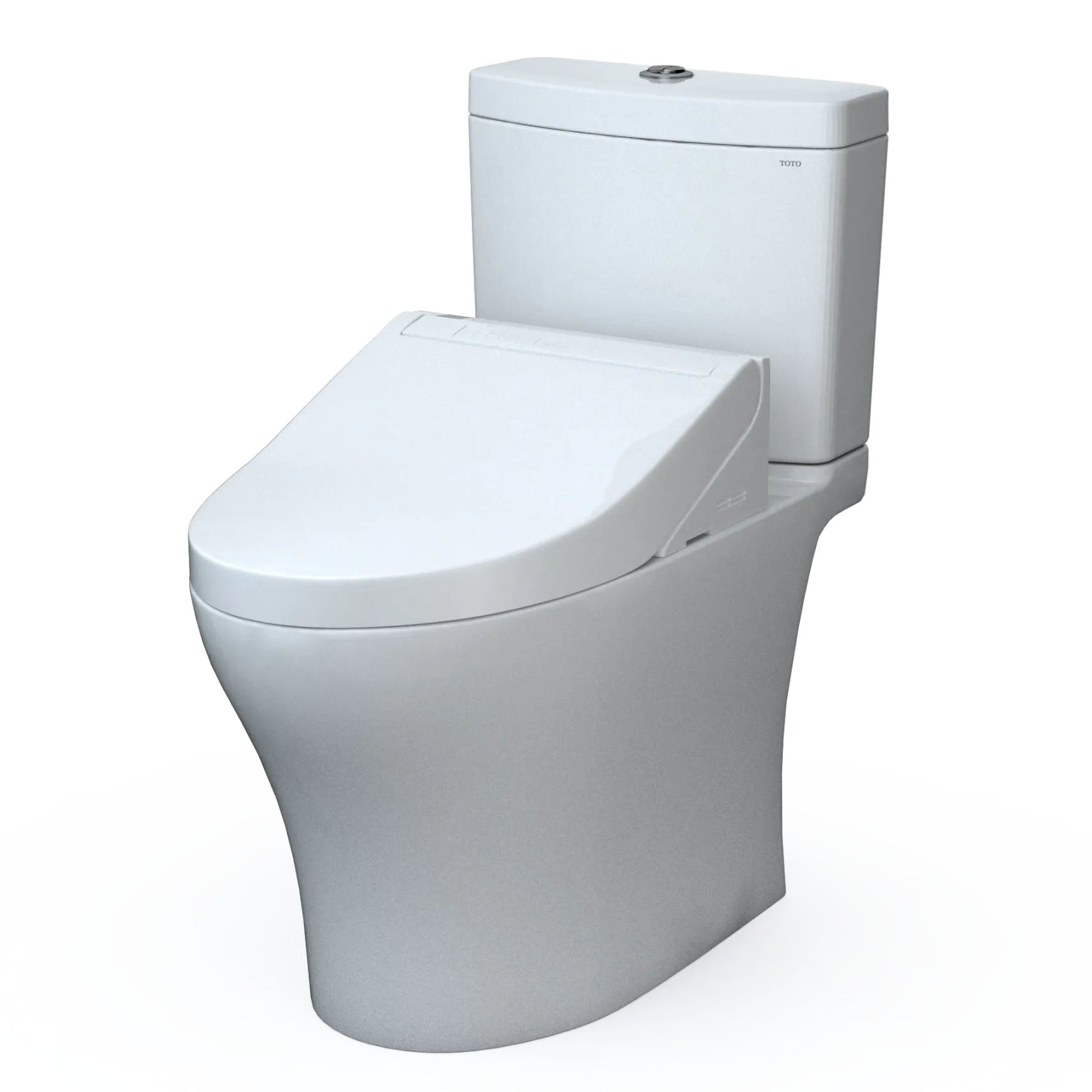 TOTOWASHLET+ Aquia IV Two-Piece Elongated Dual Flush 1.28 and 0.9 GPF Toilet and WASHLET C5 Bidet Seat, Cotton White, Vitreous China|Plastic, MW4463084CEMGN#01
