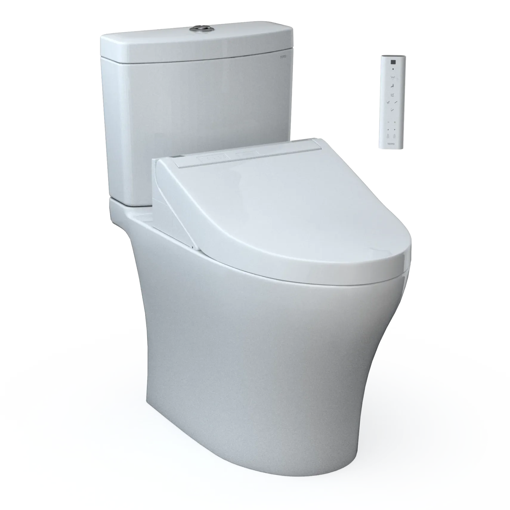 TOTOWASHLET+ Aquia IV Two-Piece Elongated Dual Flush 1.28 and 0.9 GPF Toilet and WASHLET C5 Bidet Seat, Cotton White, Vitreous China|Plastic, MW4463084CEMGN#01