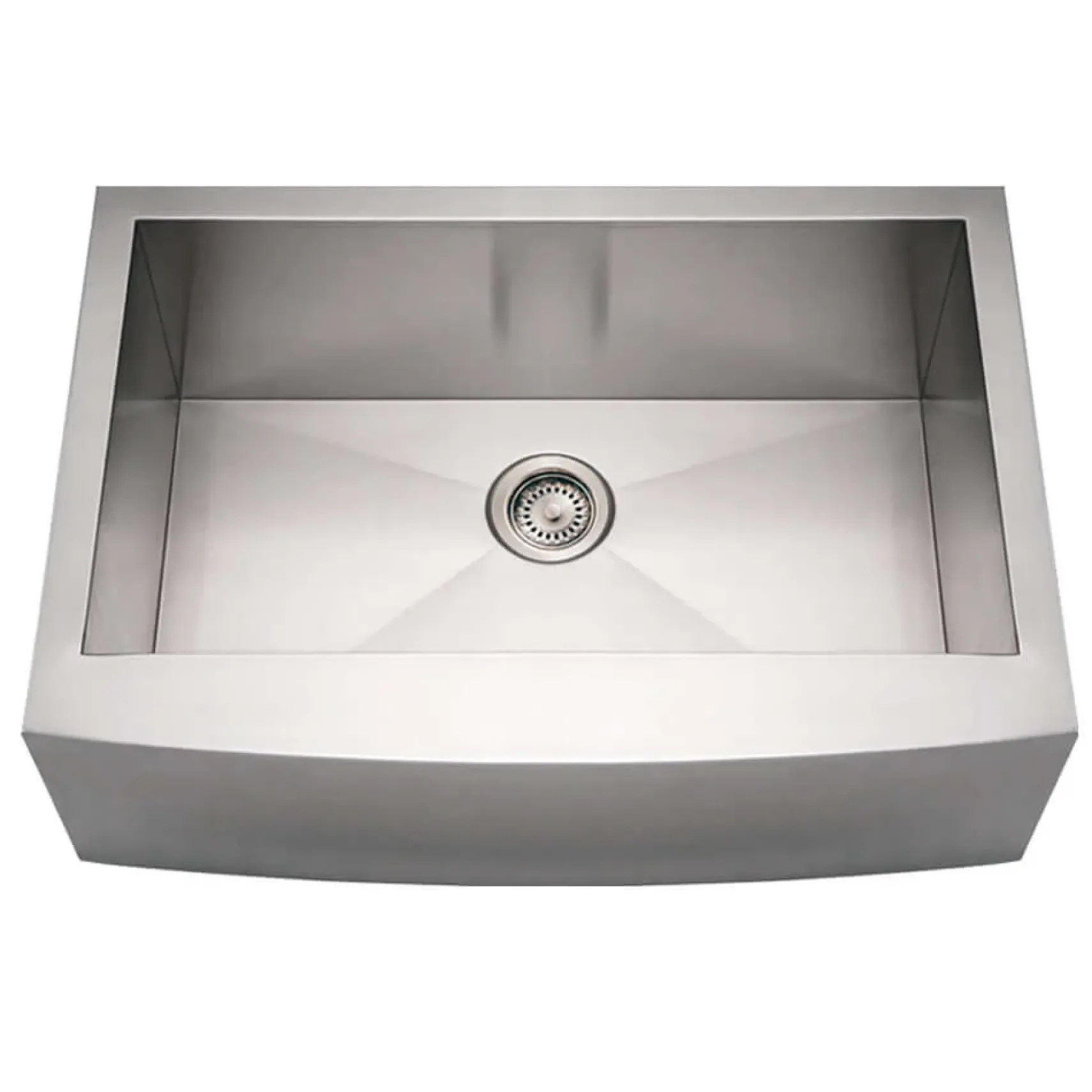 Whitehaus 30" Brushed Stainless Steel Single Bowl Farmhouse Apron Sink, 16 Gauge, WHNCMAP3021