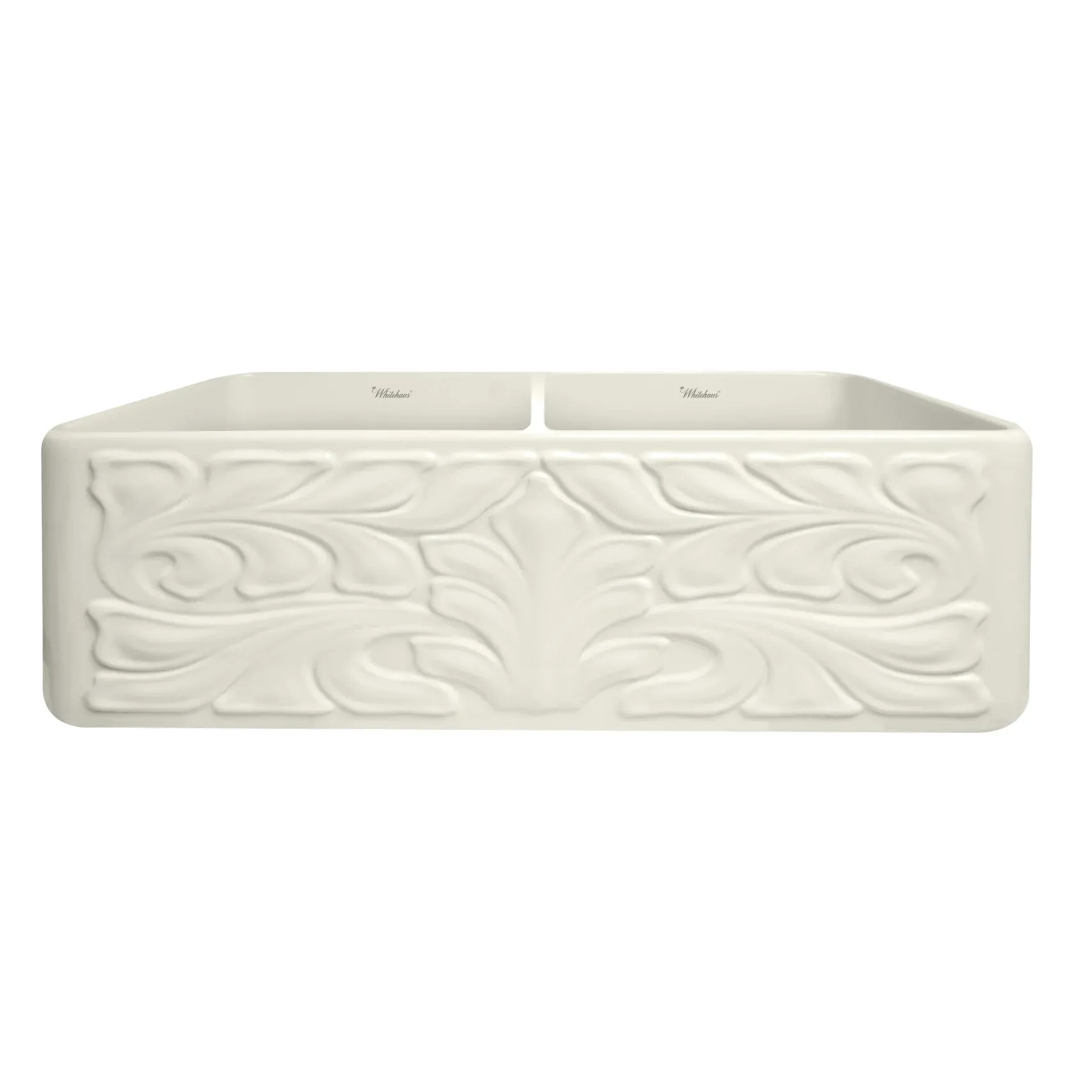 Whitehaus 33" Fireclay Double Bowl Farmhouse Apron Sink, Biscuit, WHFLGO3318