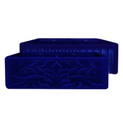 Whitehaus 33" Fireclay Double Bowl Farmhouse Apron Sink, Blue, WHFLGO3318