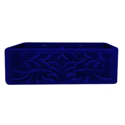 Whitehaus 33" Fireclay Double Bowl Farmhouse Apron Sink, Blue, WHFLGO3318