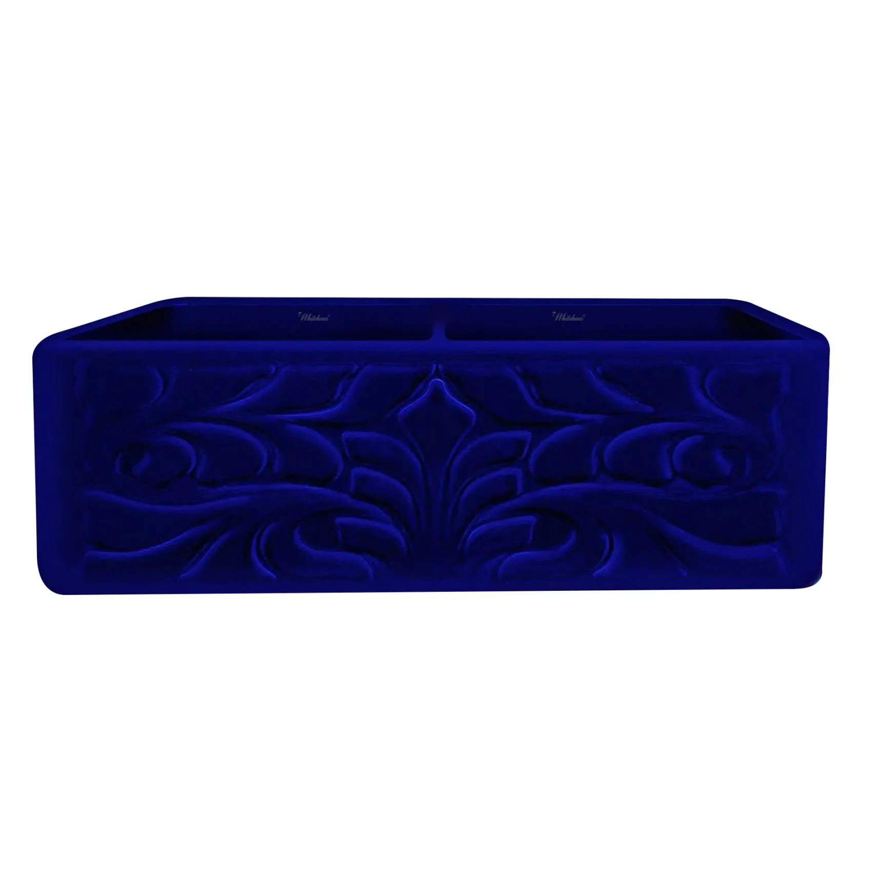 Whitehaus 33" Fireclay Double Bowl Farmhouse Apron Sink, Blue, WHFLGO3318