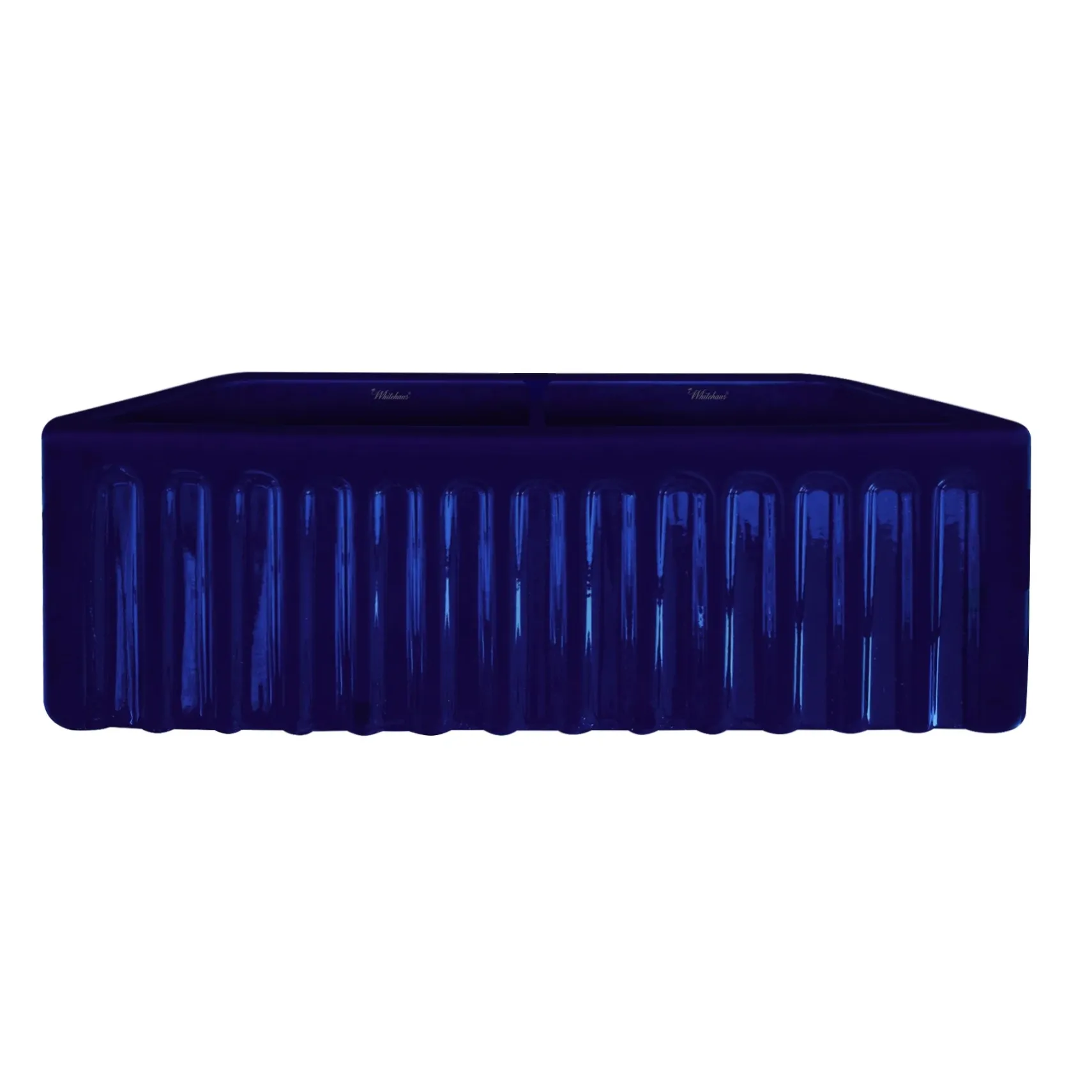 Whitehaus 33" Fireclay Double Bowl Farmhouse Apron Sink, Blue, WHFLGO3318