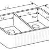 Whitehaus 33" Fireclay Double Bowl Farmhouse Apron Sink, Reversible, Black, WHFLATN3318