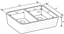 Whitehaus 33" Fireclay Double Bowl Farmhouse Apron Sink, Reversible, Black, WHFLATN3318