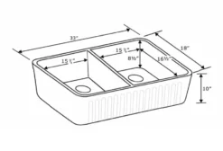 Whitehaus 33" Fireclay Double Bowl Farmhouse Apron Sink, Biscuit, WHFLPLN3318
