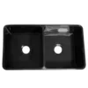 Whitehaus 33" Fireclay Double Bowl Farmhouse Apron Sink, Black, WHFLPLN3318