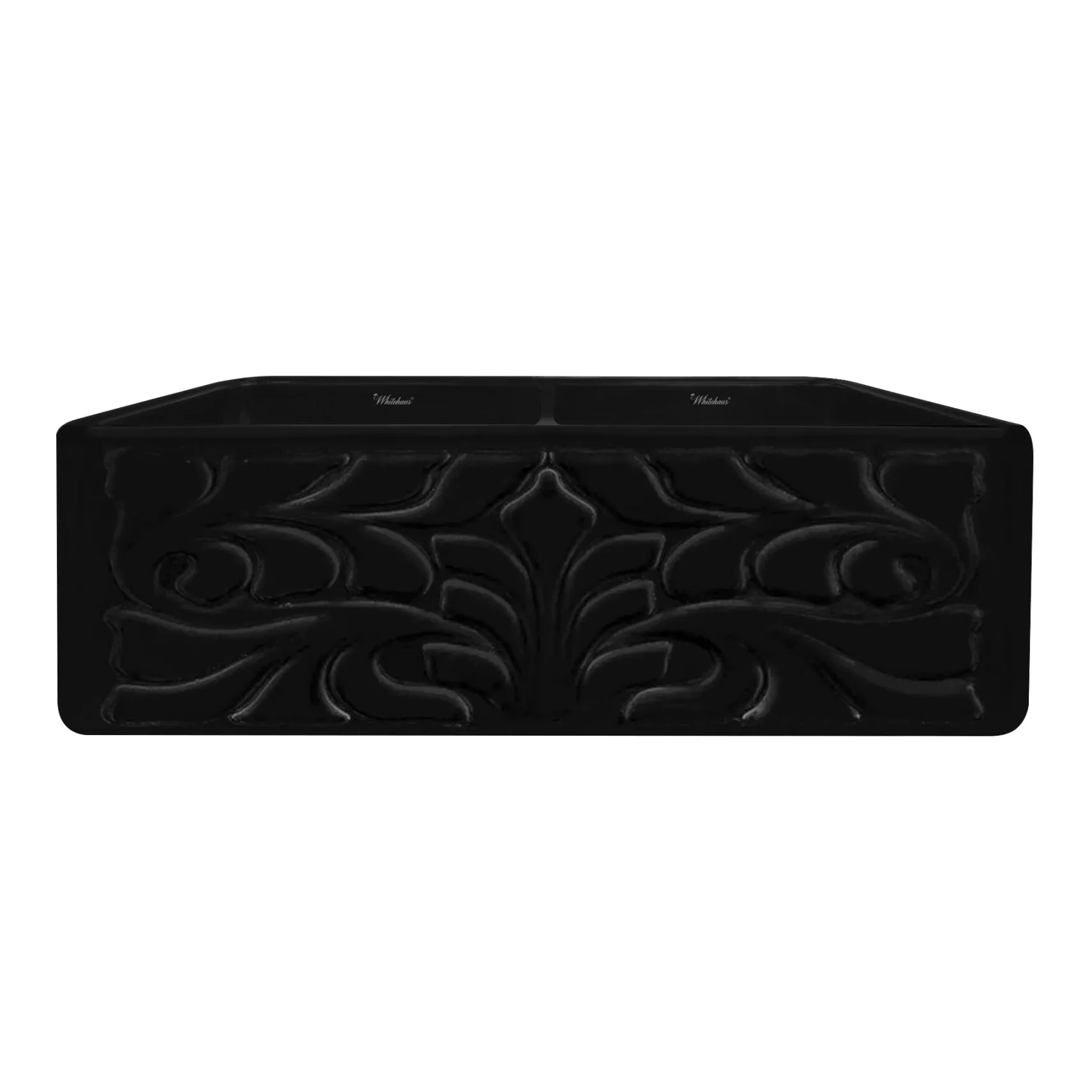 Whitehaus 33" Fireclay Double Bowl Farmhouse Apron Sink, Black, WHFLGO3318