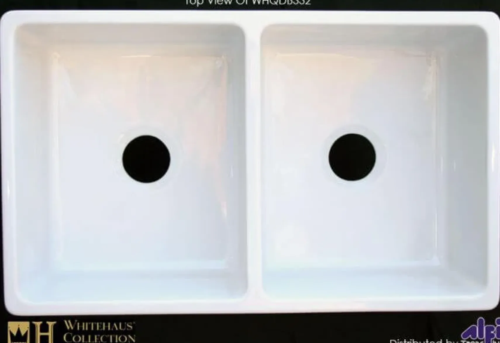 Whitehaus 33'' Fireclay Double Bowl Farmhouse Apron Sink, White, WHQDB332