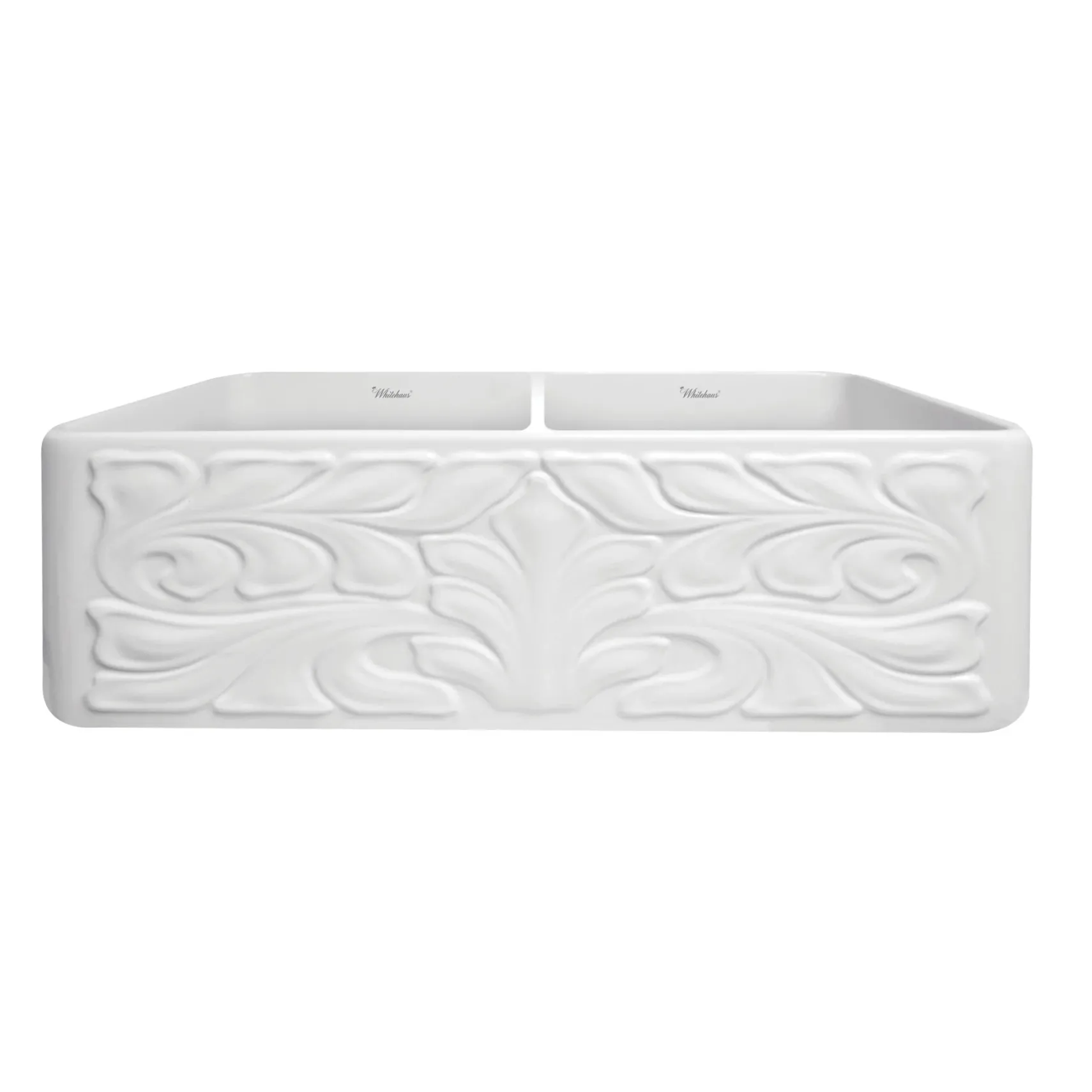 Whitehaus 33" Fireclay Double Bowl Farmhouse Apron Sink, White, WHFLGO3318