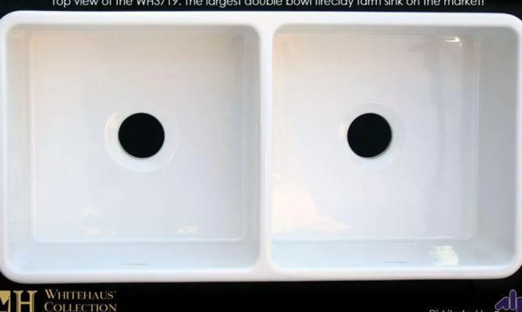 Whitehaus 36" Fireclay Double Bowl Farmhouse Apron Sink, White, WH3719
