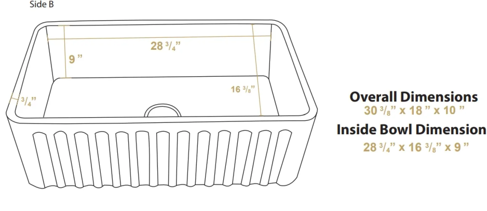 Whitehaus 30" Fireclay Farmhouse Sink, Single Bowl, Blue, WHFLGO3018