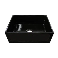 Whitehaus 27" Fireclay Farmhouse Apron Sink, Black, WHPLCON2719