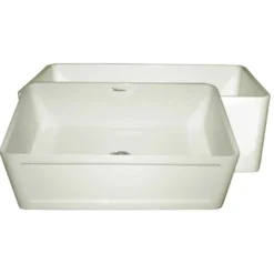 Whitehaus 27" Fireclay Farmhouse Apron Sink Sink, Biscuit, WHPLCON2719