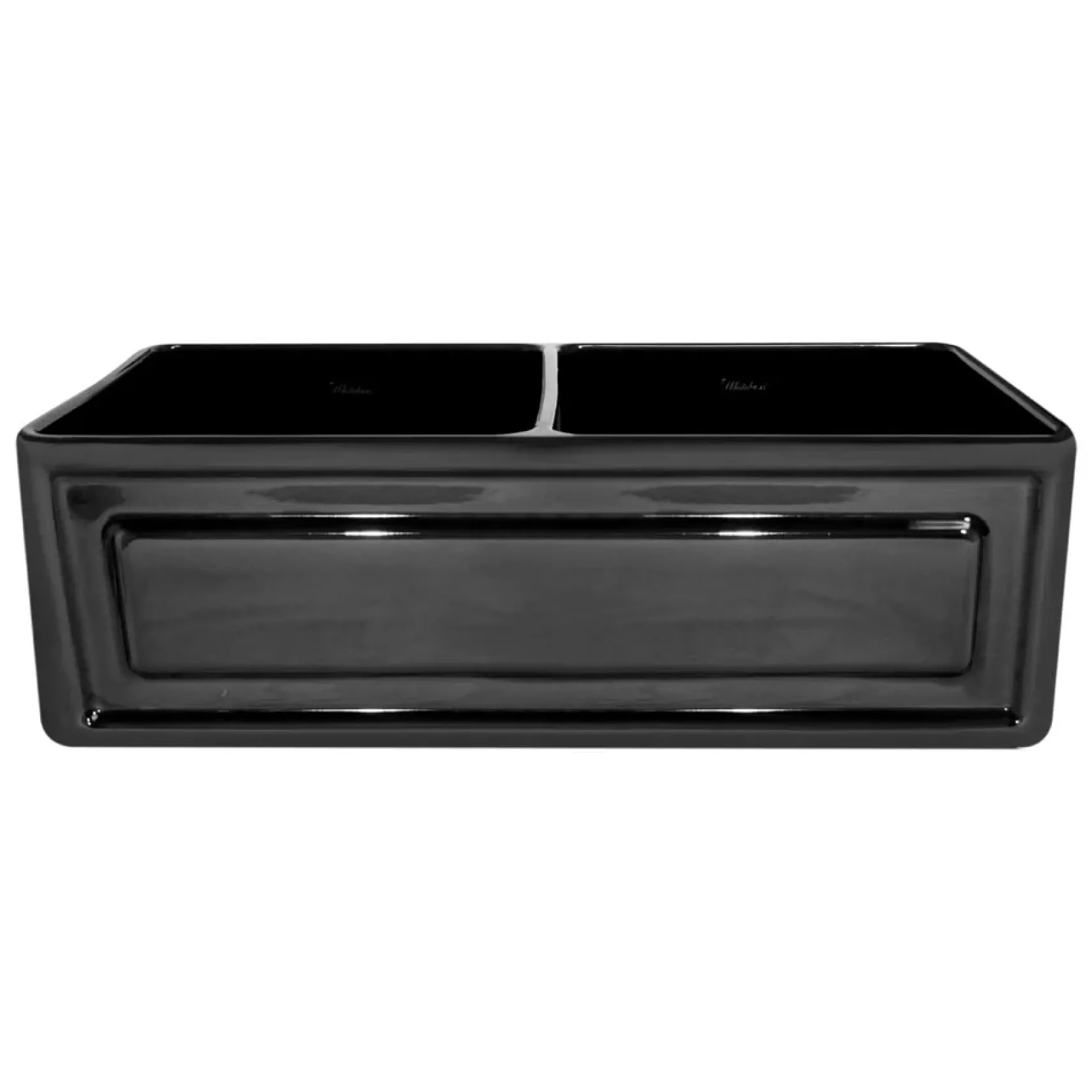 Whitehaus 33" Fireclay Farmhouse Apron Sink, Reversible, Black, WHFLRPL3318
