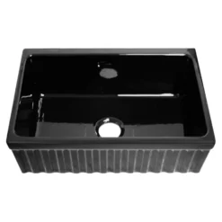 Whitehaus 30" Fireclay Farmhouse Apron Sink, Black, Reversible, WHQ330