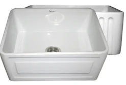Whitehaus 24" Fireclay Farmhouse Apron Sink, White, WHFLRPL2418