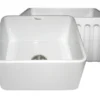 Whitehaus 20" Fireclay Farmhouse Apron Sink, Reversible, White, WHFLPLN2018
