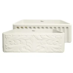 Whitehaus 30" Fireclay Farmhouse Sink, Single Bowl, Biscuit, WHFLGO3018