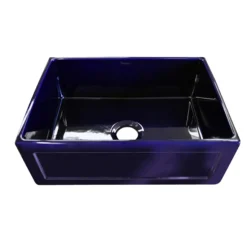 Whitehaus 27" Fireclay Farmhouse Apron Sink, Reversible, Blue, WHPLCON2719