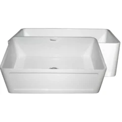 Whitehaus 27" Fireclay Farmhouse Apron Sink, Reversible, White, WHPLCON2719