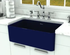 Whitehaus 30" Fireclay Farmhouse Apron Sink, Blue, WH3018