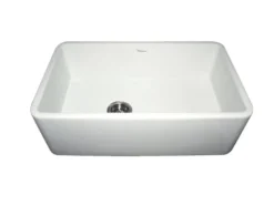 Whitehaus 30" Fireclay Farmhouse Apron Sink, Offset Drain, White, WH3018