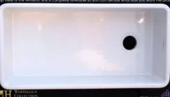 Whitehaus 36" Fireclay Offset Drain Farmhouse Apron Sink, White, WH3618