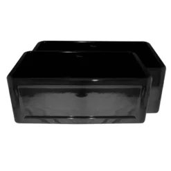 Whitehaus 30" Fireclay Single Bowl Farmhouse Apron Sink, Reversible, Black, WHFLCON3018