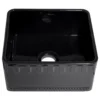 Whitehaus 20" Fireclay Single Bowl Farmhouse Apron Sink, Reversible, Black, WHFLATN2018