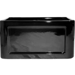 Whitehaus 20" Fireclay Single Bowl Farmhouse Apron Sink, Reversible, Black, WHFLCON2018