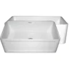 Whitehaus 30" Fireclay Single Bowl Farmhouse Apron Sink, Reversible, White, WHFLCON3018