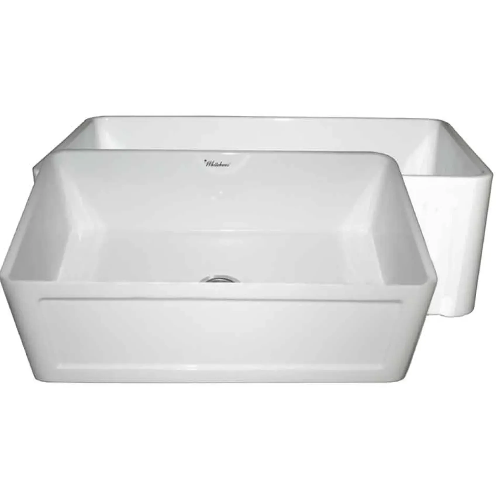 Whitehaus 30" Fireclay Single Bowl Farmhouse Apron Sink, Reversible, White, WHFLCON3018