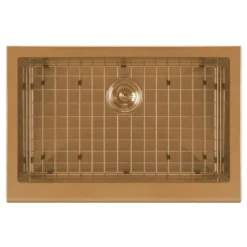 Whitehaus 30" Stainless Steel Farmhouse Apron Sink Kit, Copper, WHNPL3020-CO